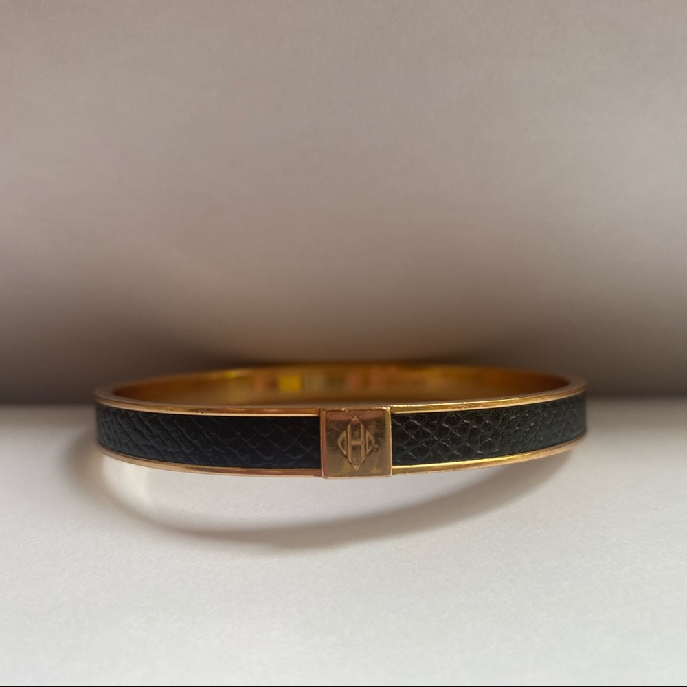 HERMES Kawaii Bracelet Black Rose Gold Plated